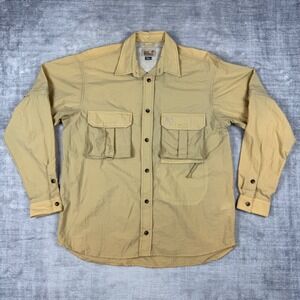 Jack Wolfskin Shirt Mens Medium Tan Convertible Hiking Outdoors Utility Safari